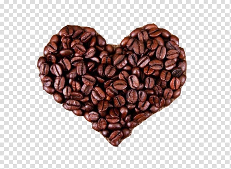 Coffee bean Espresso Tea Cafe, Coffee beans heart-shaped pattern transparent background PNG clipart