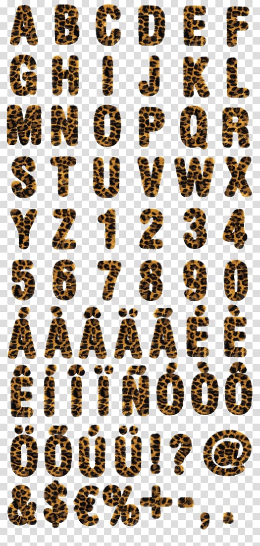 Leopard Wingdings Typography DaFont Font, Leopard Print Font transparent background PNG clipart