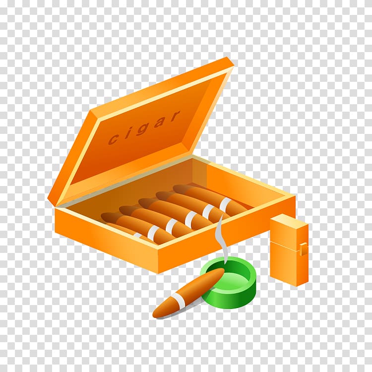 Cigarette Ashtray Box Paper, Cartoon Cigar Set transparent background PNG clipart