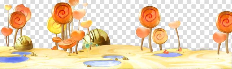 Lollipop Candy Animation, Orange simple cream lollipop border texture transparent background PNG clipart
