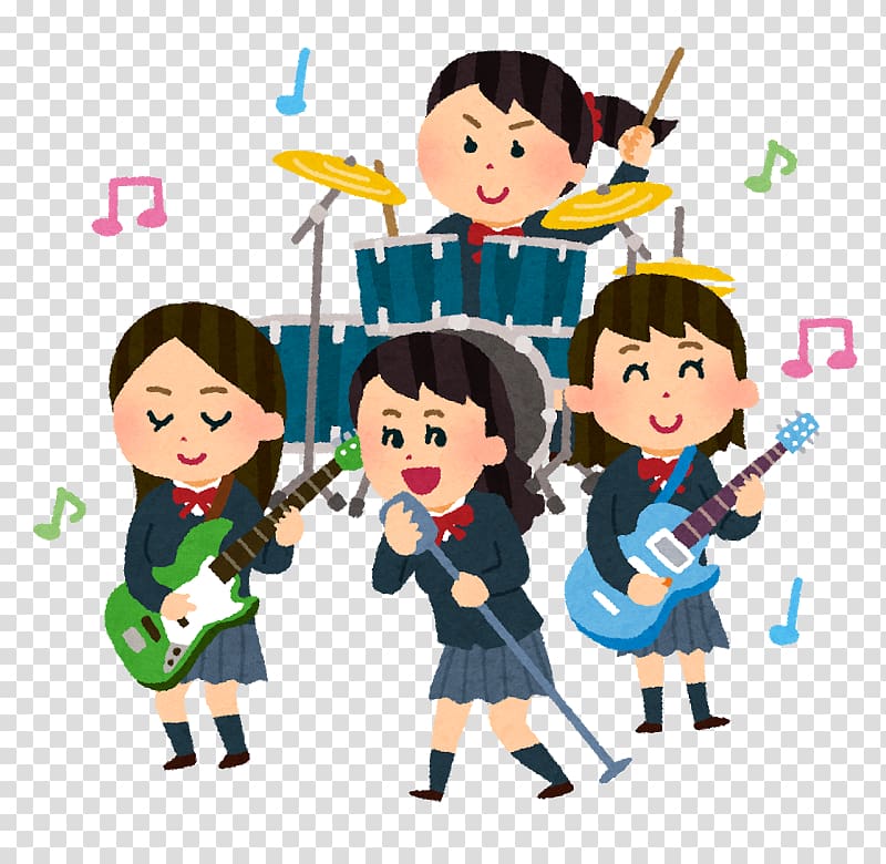 バンド Interpretació musical All-female band Vocal, school band transparent background PNG clipart