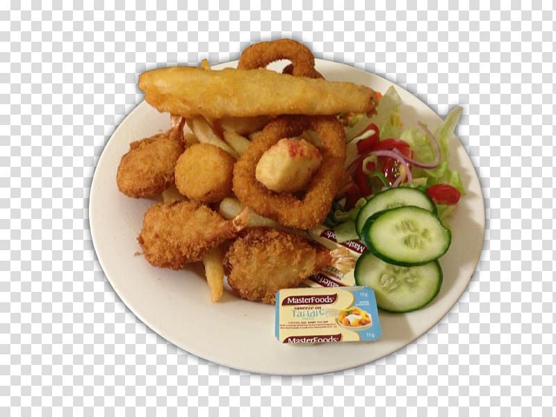 Schnitzel Fast food Fried fish Onion ring Pakora, seafood transparent background PNG clipart
