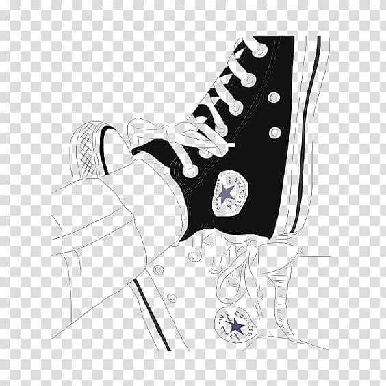 Converse Drawing Art Outline Sketch, Converse canvas shoes transparent background PNG clipart