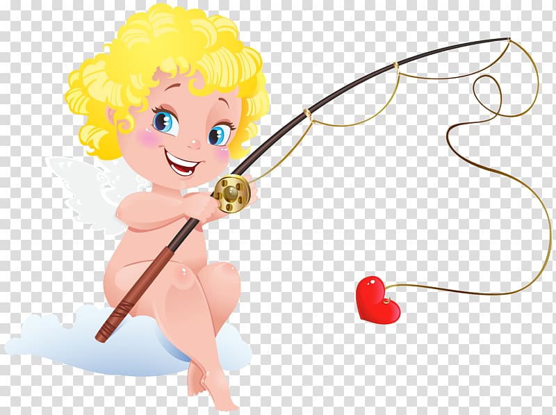 angel holding fishing rod, Venus Restraining Cupid, Cute Cupid transparent background PNG clipart