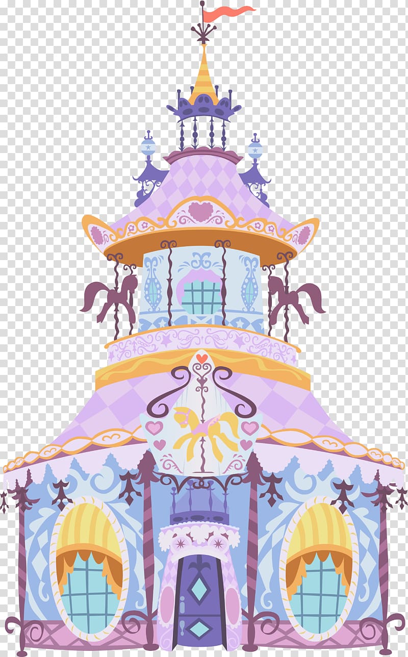 pink and yellow dollhouse illustration, Rarity Twilight Sparkle Pinkie Pie Rainbow Dash Sweetie Belle, Carousel transparent background PNG clipart