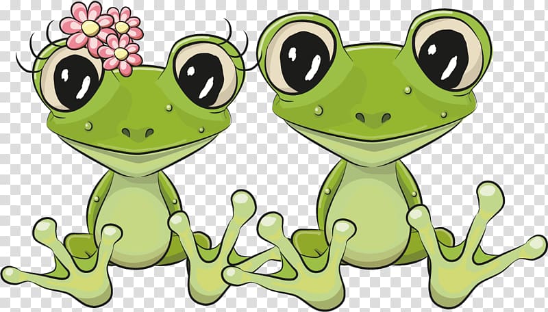 Frog Lithobates clamitans Cuteness, Cartoon animals material Couple transparent background PNG clipart