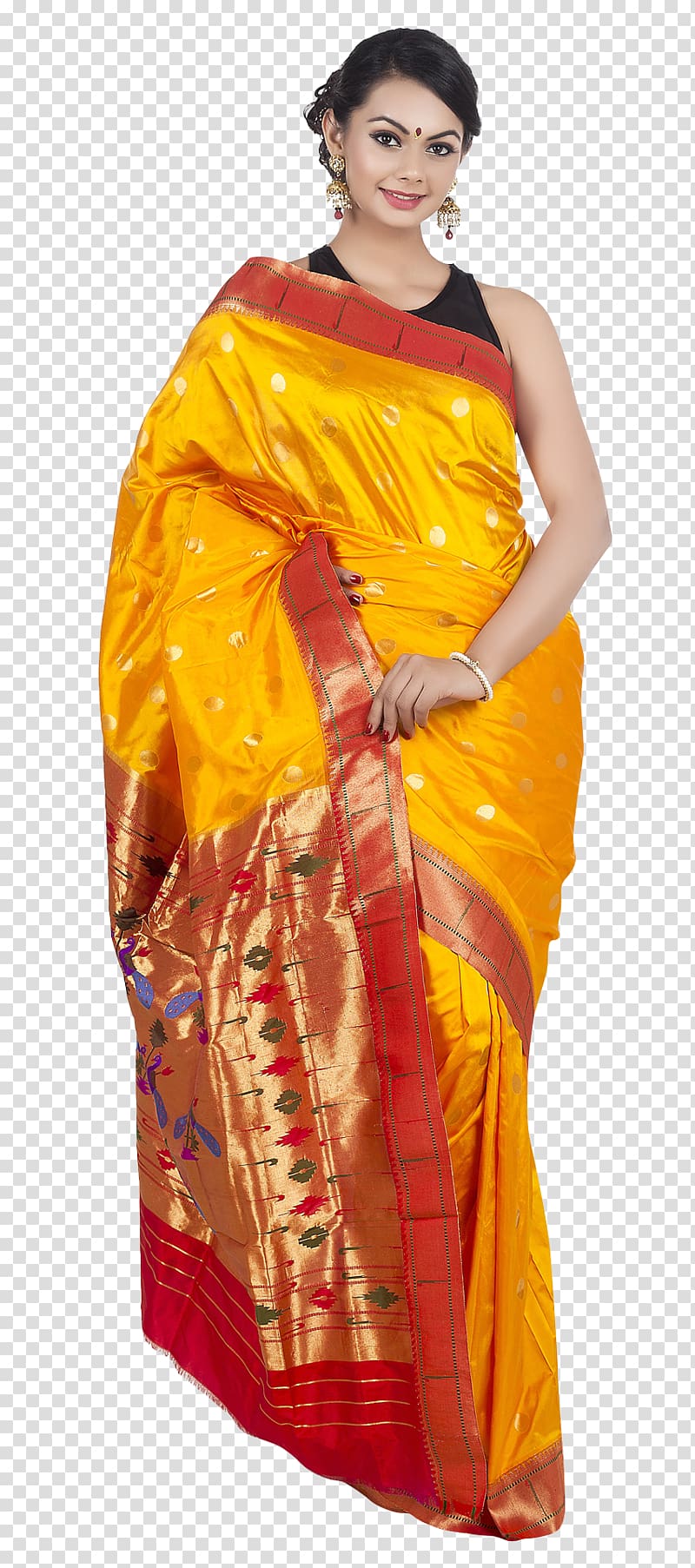 woman wearing orange and red sari, Wedding sari, Wedding Saree transparent background PNG clipart