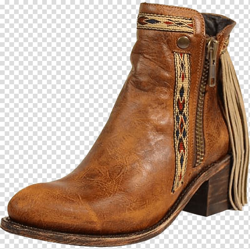 Cowboy boot Suede Shoe Ankle, continental fringe transparent background PNG clipart