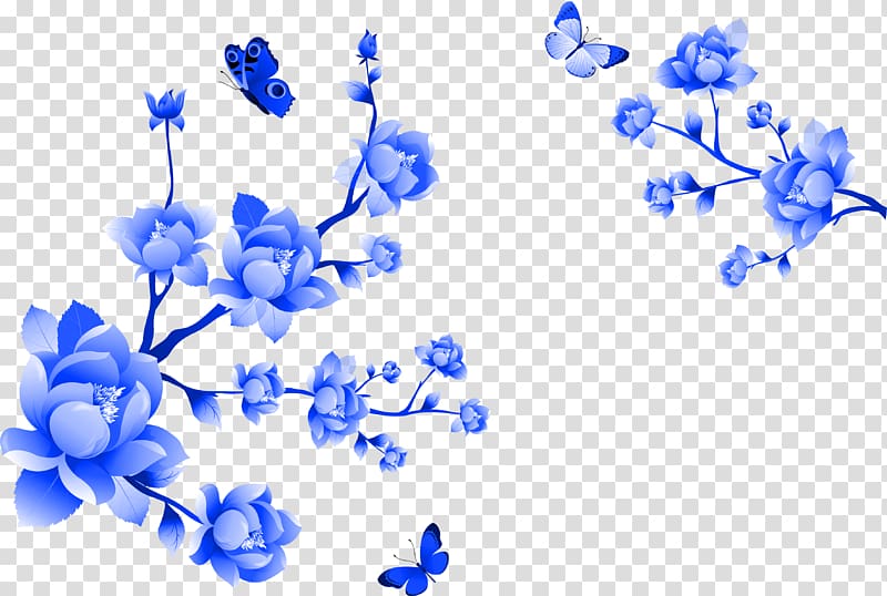 Blue and white pottery , Peony pattern transparent background PNG clipart