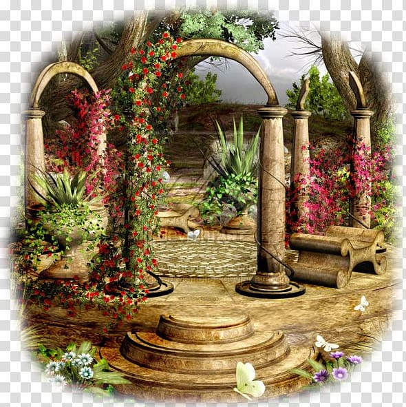 Flower garden Art Drawing, enchanted garden transparent background PNG clipart