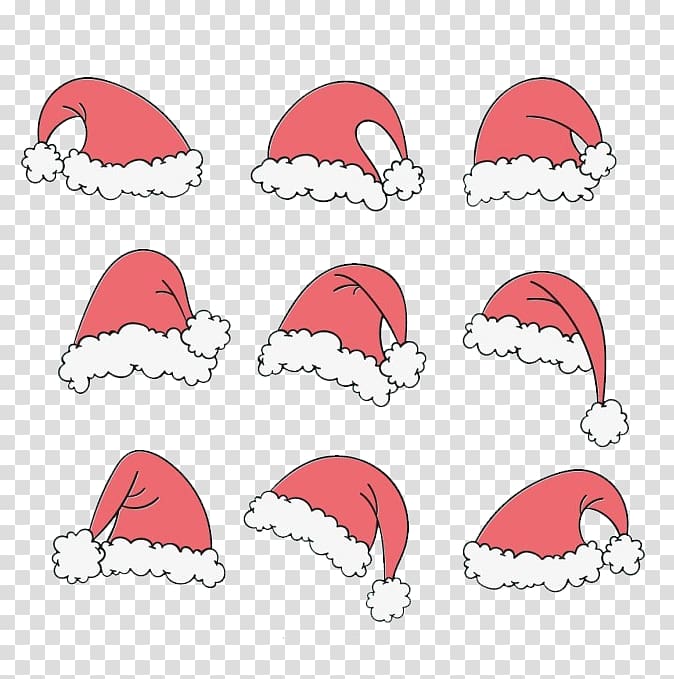 Transparency and translucency Christmas , Nine Christmas hats transparent background PNG clipart