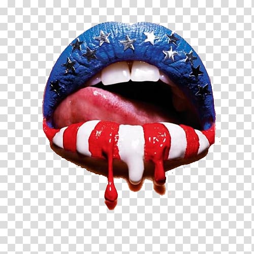 USA flag lipstick, Encino Independence Day Flag of the United States Party July 4, lips transparent background PNG clipart