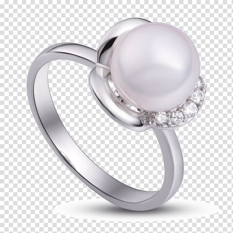 Wedding ring Akoya pearl oyster Silver Gold, ring transparent background PNG clipart
