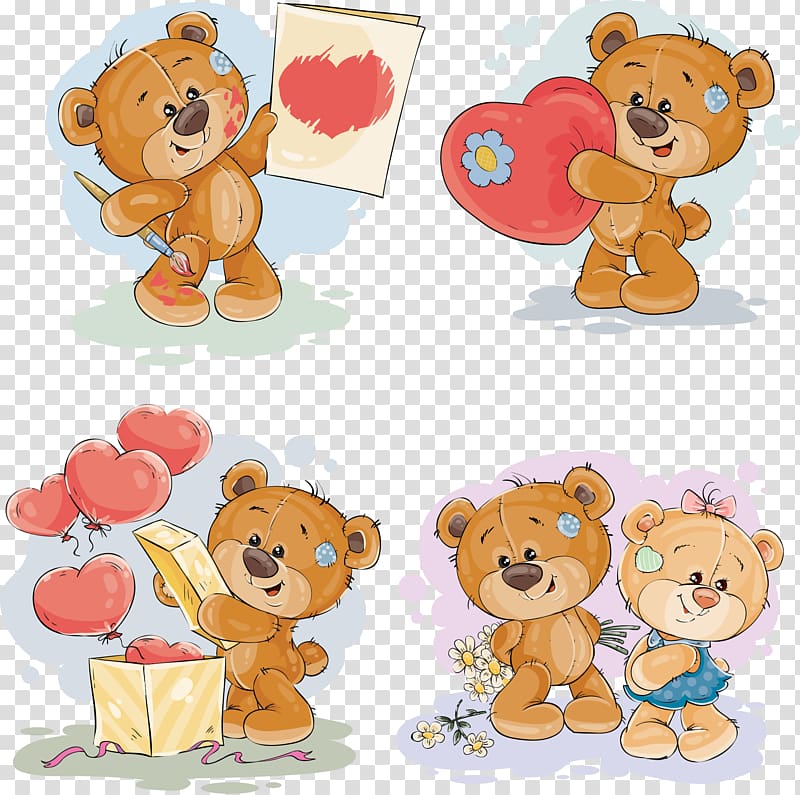 brown bear paintings, Teddy bear Gift illustration, hand-painted cartoon teddy bear transparent background PNG clipart