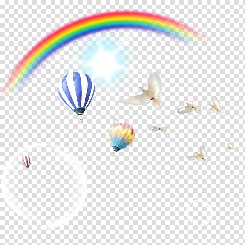 Hot air balloon Birthday, Hot air balloon Rainbow dove transparent background PNG clipart