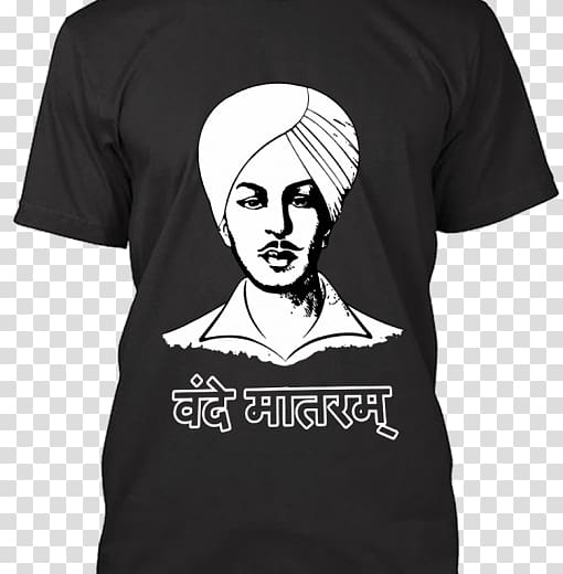 Printed T-shirt Bhagat Singh Sleeve Clothing, bhagat singh transparent background PNG clipart