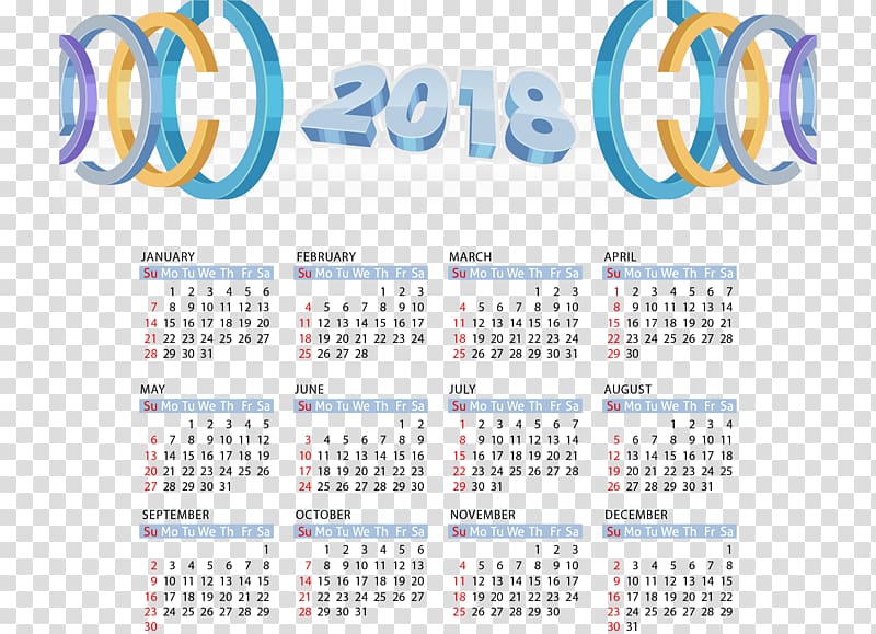 Calendar Template, Dimensional 2018 art word calendar template transparent background PNG clipart