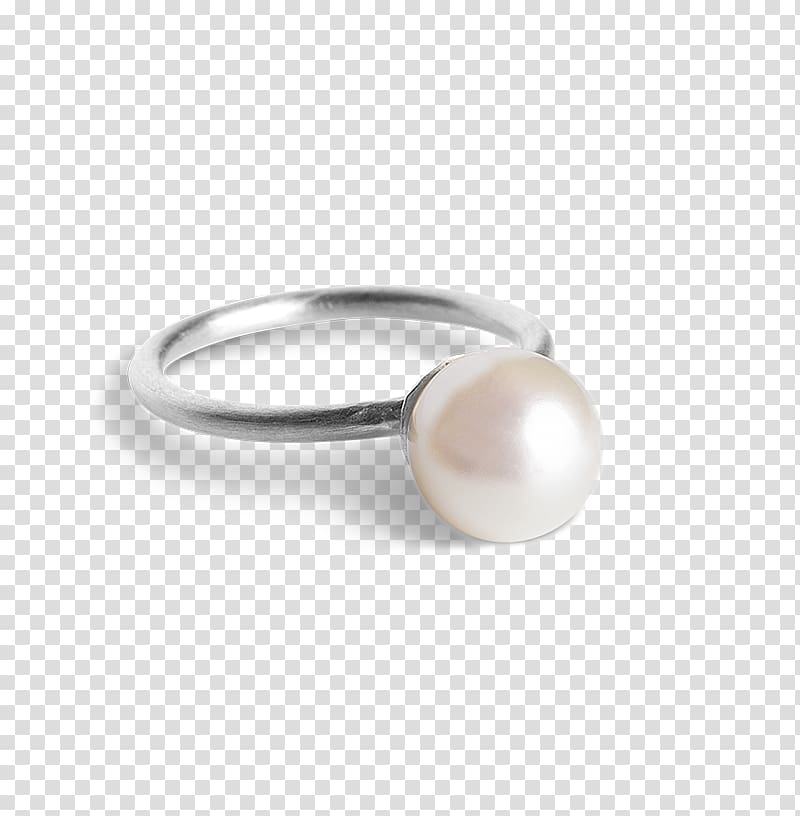 Pearl Earring Sterling silver, silver ring transparent background PNG clipart