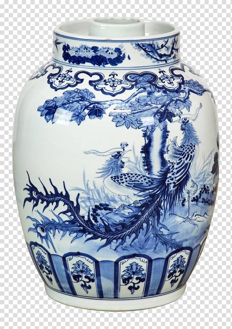 Blue and white pottery Jingdezhen Ceramic Porcelain, vase transparent background PNG clipart