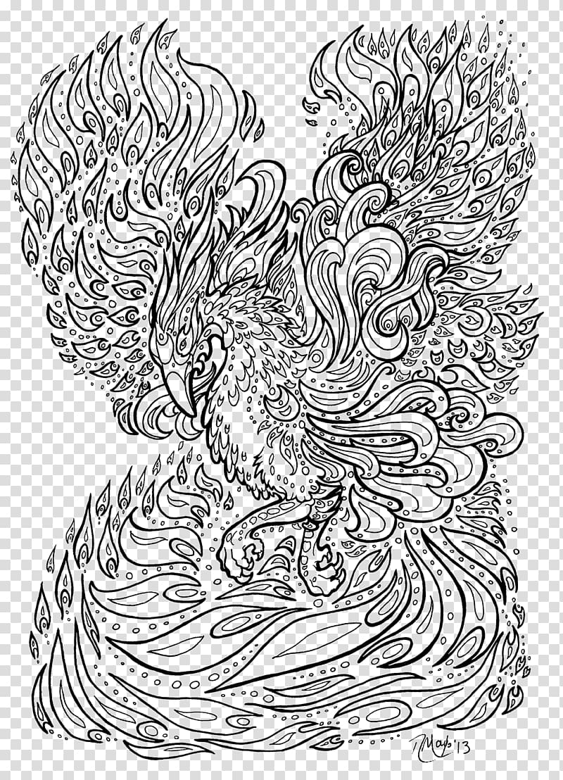 Coloring book Phoenix Adult Drawing, Phoenix transparent background PNG clipart