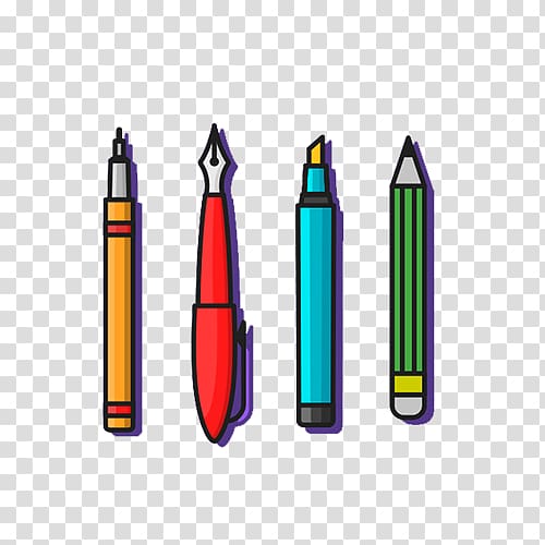 Pen Color Gratis Computer file, Four different color pens transparent background PNG clipart