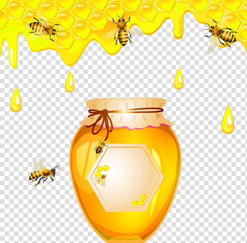 Insect Savior of the Honey Feast Day Apidae, Yellow fresh honey decorative patterns transparent background PNG clipart