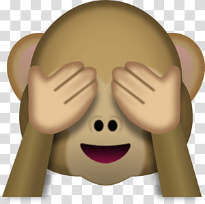 Gray monkey covering eyes emoji transparent background PNG clipart