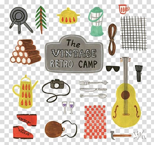 Exhibition Illustration, Cartoon forest camping elements transparent background PNG clipart