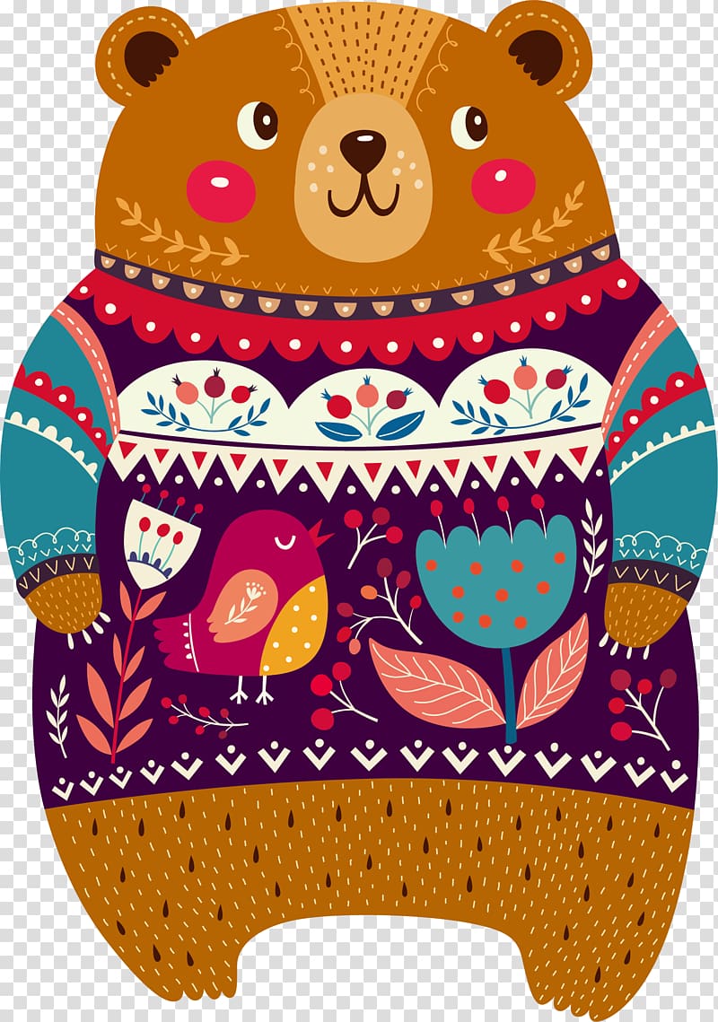small fresh bear decoration pattern transparent background PNG clipart