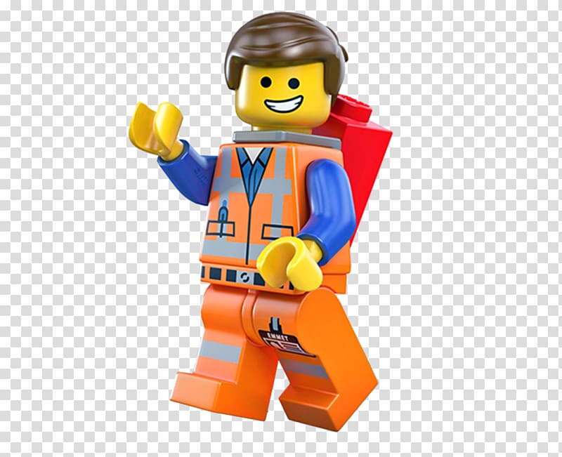 LEGO construction worker mini figure, Emmet Wyldstyle The Lego Movie Lego minifigure, the lego movie transparent background PNG clipart