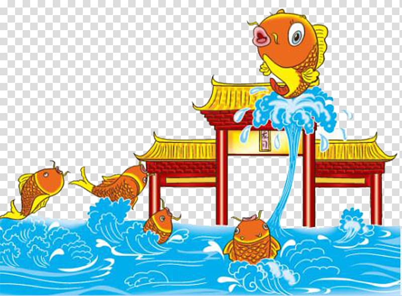 Koi Yellow River, Carp play dragon transparent background PNG clipart