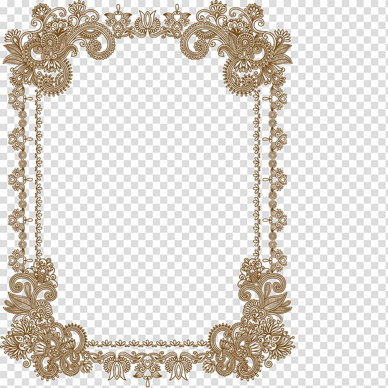 gray foliage digital frame illustration, frame Ornament Retro style Pattern, European-style wedding frame transparent background PNG clipart