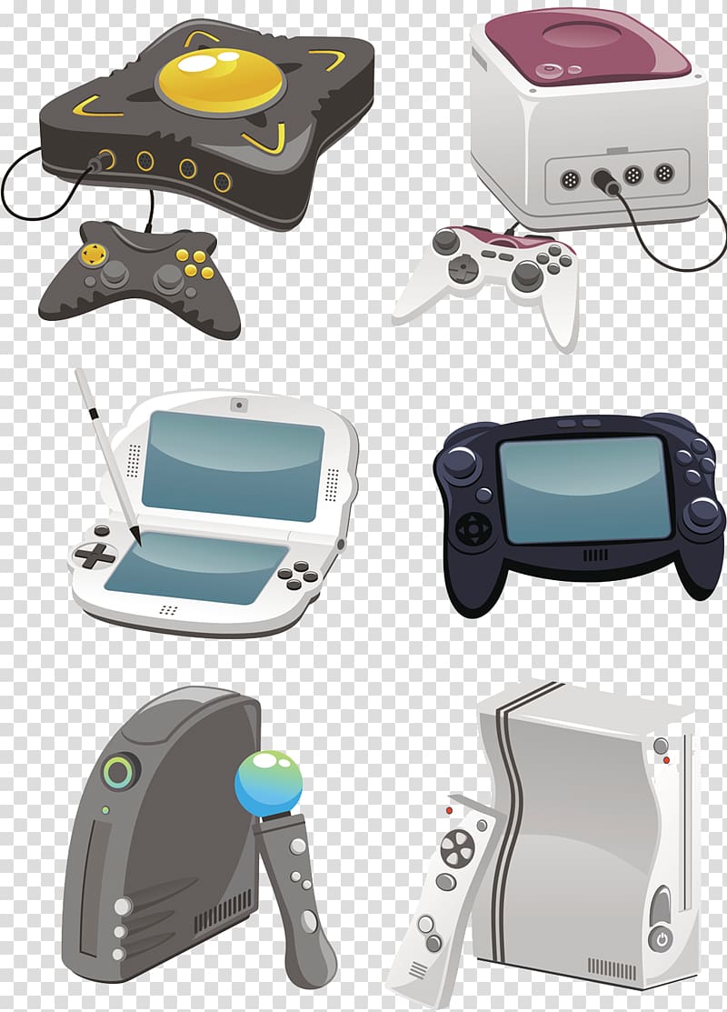 six assorted-color game consoles and controller illustrations, Video game console Handheld game console Handheld video game, Game consoles transparent background PNG clipart