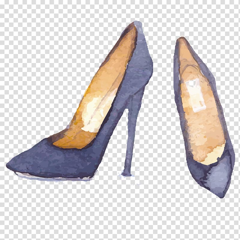 Shoe Watercolor painting High-heeled footwear Illustration, Women\'s high heels transparent background PNG clipart