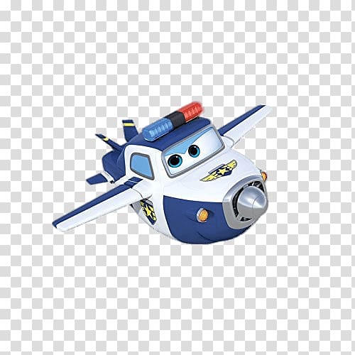 white and blue police airplane character, Paul the Police Airplane transparent background PNG clipart