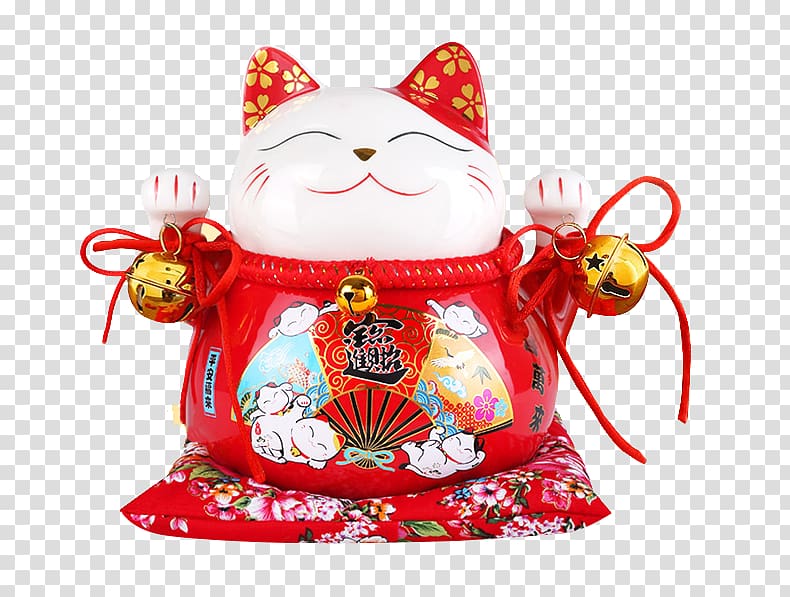 Cat Maneki-neko Ceramic Goods Luck, Auspicious Lucky Cat Decoration transparent background PNG clipart