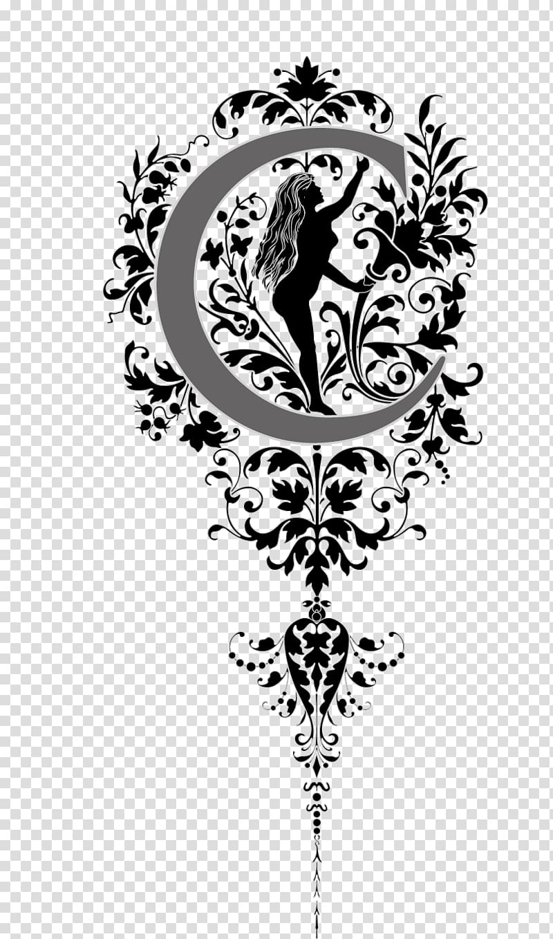 Black and white Letter English alphabet, Continental English word c female pattern transparent background PNG clipart