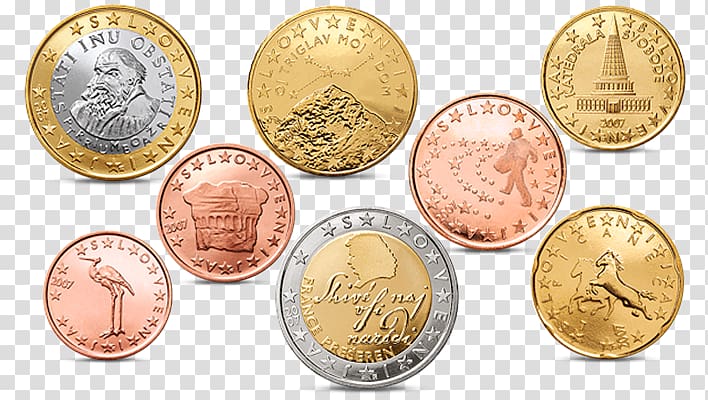 Slovenian euro coins Slovenian euro coins, Coin transparent background PNG clipart