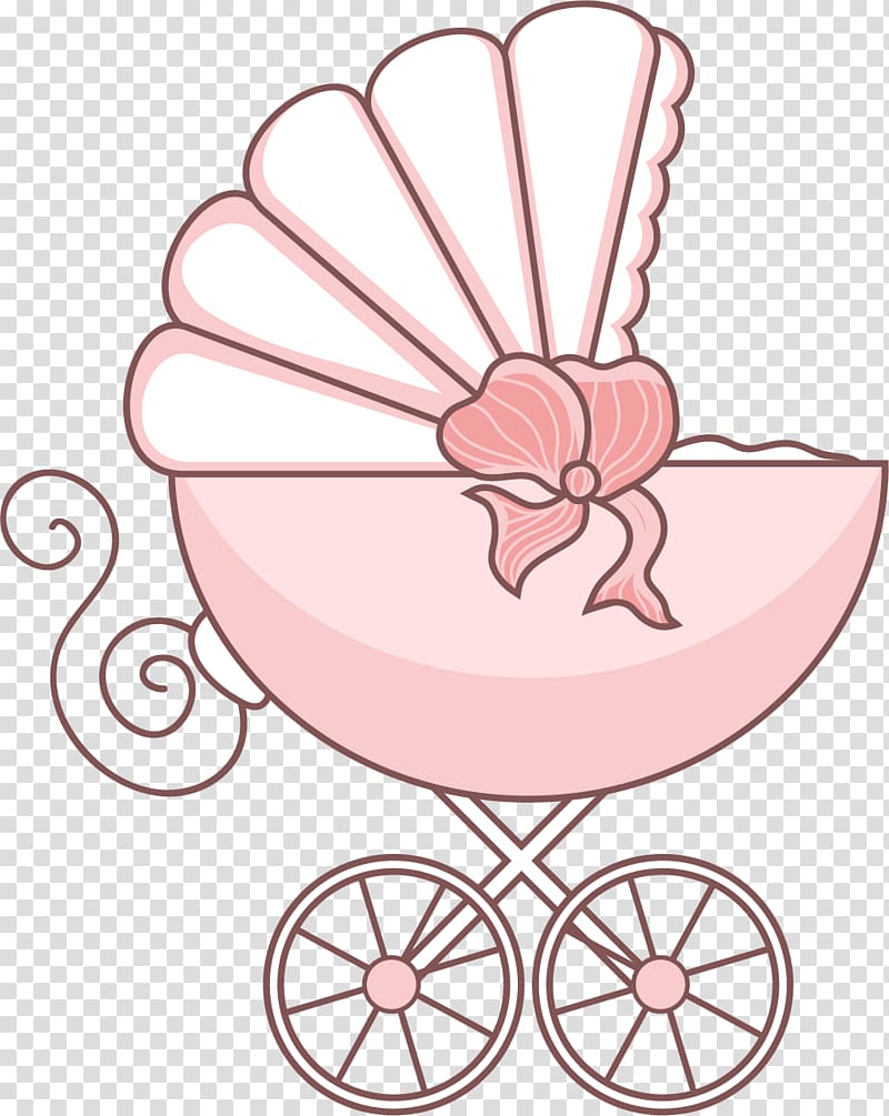 pink bassinet stroller illustration, Cartoon baby stroller transparent background PNG clipart