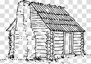 thatched house clipart black&white