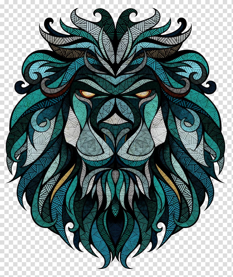 blue lion illustration, Drawing Art, cool designs transparent background PNG clipart