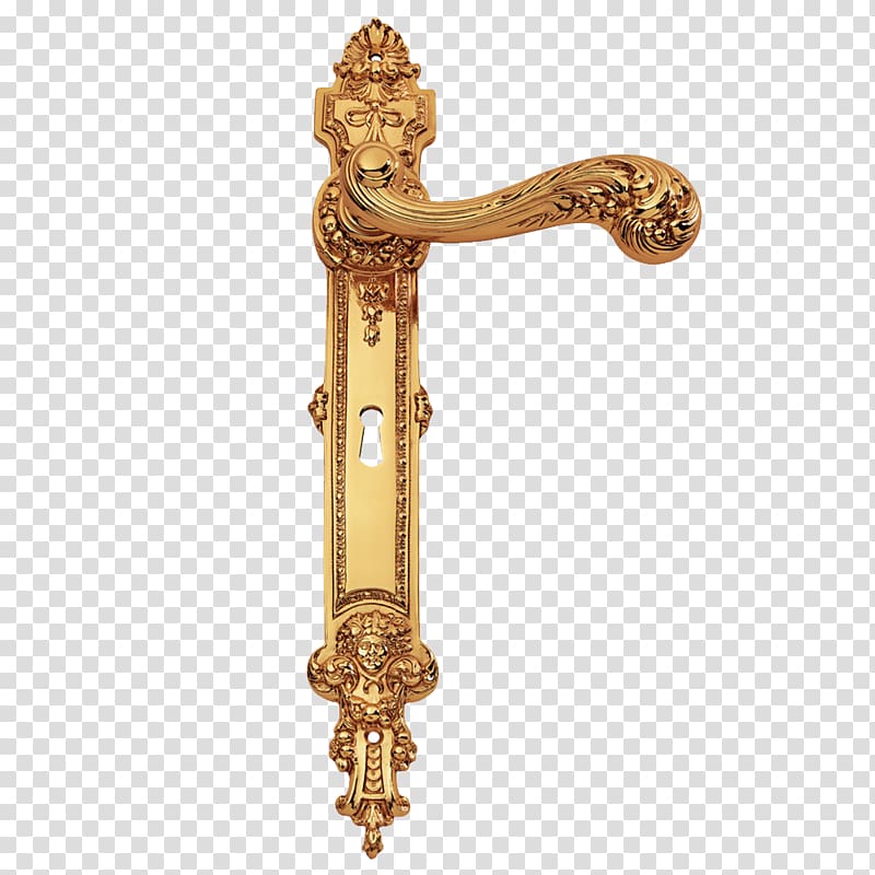 Brass Door handle Italy Baroque, Brass transparent background PNG clipart