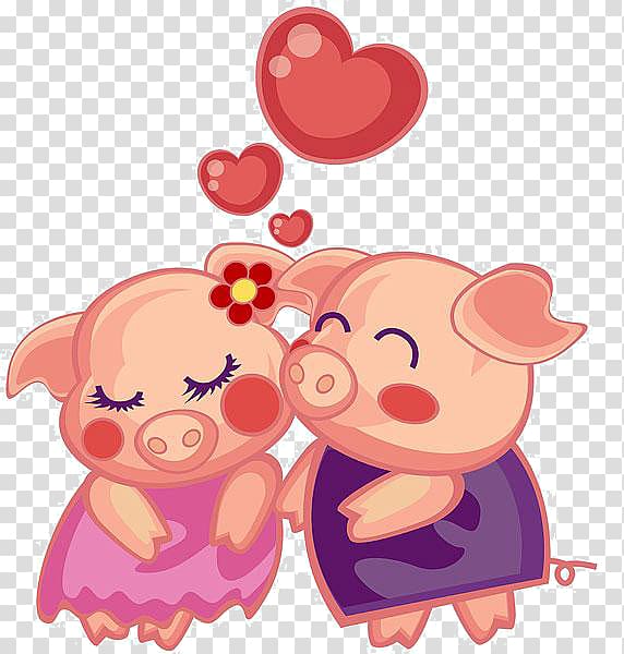 two pigs , Domestic pig Porky Pig Miss Piggy Cartoon, Cartoon couple pig material transparent background PNG clipart