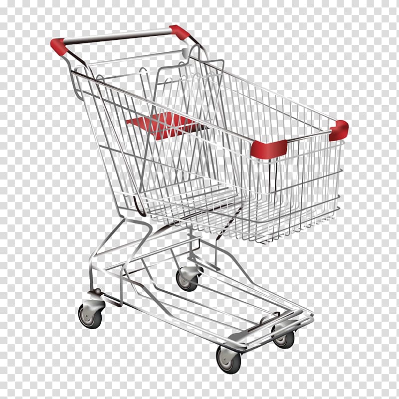 gray and red push cart, Shopping cart Supermarket Euclidean , shopping cart transparent background PNG clipart