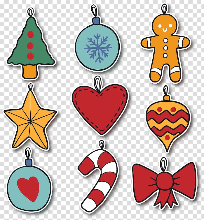 Paper Sticker Christmas , 9 Christmas stickers transparent background PNG clipart