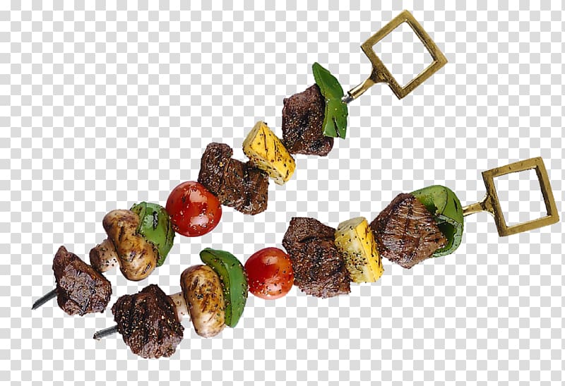 Shish kebab Doner kebab Turkish cuisine Barbecue, Two strings of meat transparent background PNG clipart