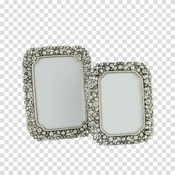 Jewellery Frames Silver Bling-bling, large pearl transparent background PNG clipart