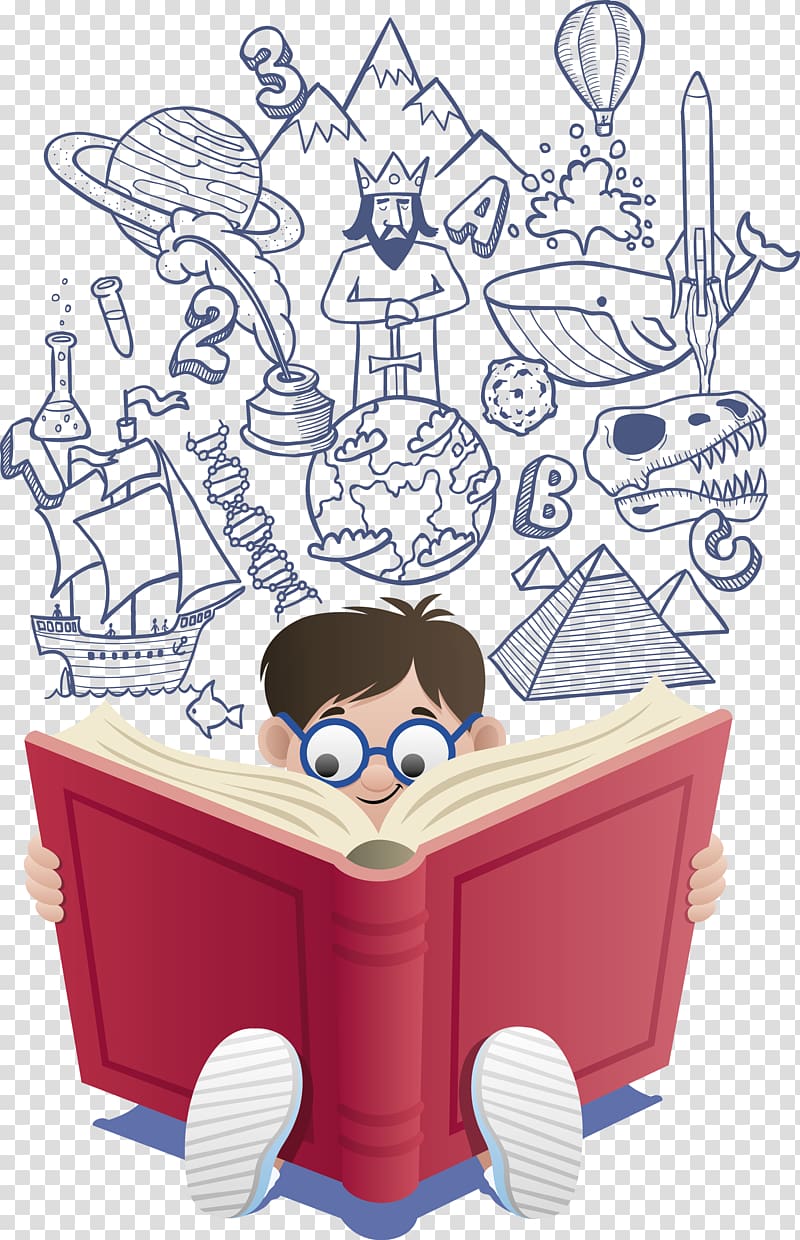 boy reading book illustration, Book Reading Child, School children transparent background PNG clipart