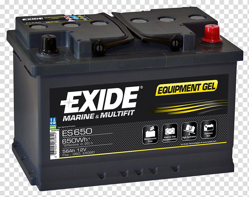 Electric battery Exide Rechargeable battery Battery charger Lead–acid battery, automotive battery transparent background PNG clipart
