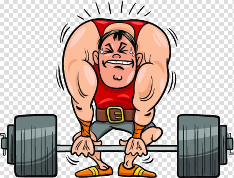 Cartoon Athlete Illustration, A man ready to lift a barbell transparent background PNG clipart